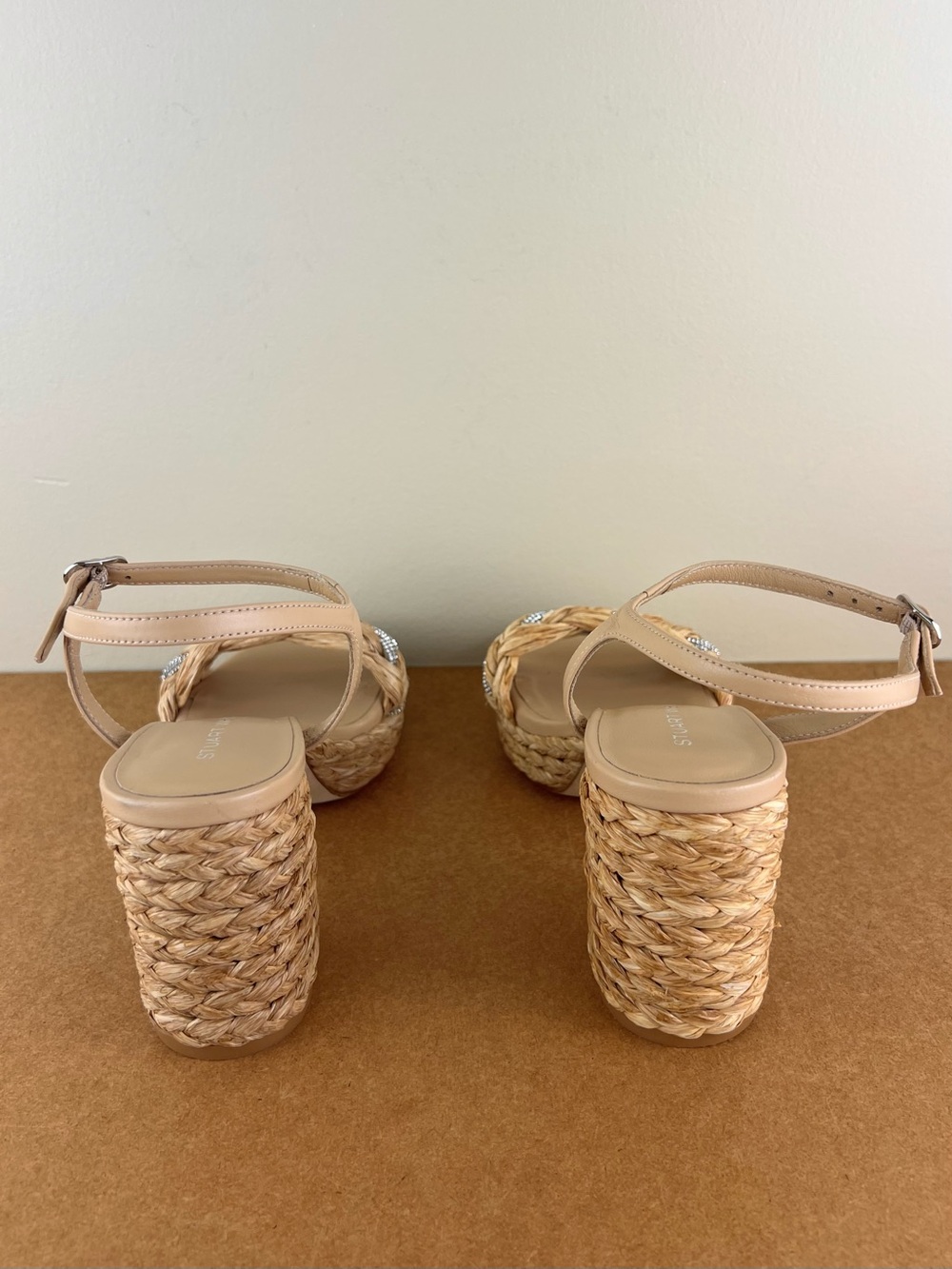NEW STUART WEITZMAN RAFFIA PLATFORM SANDALS - Picture 6 of 12